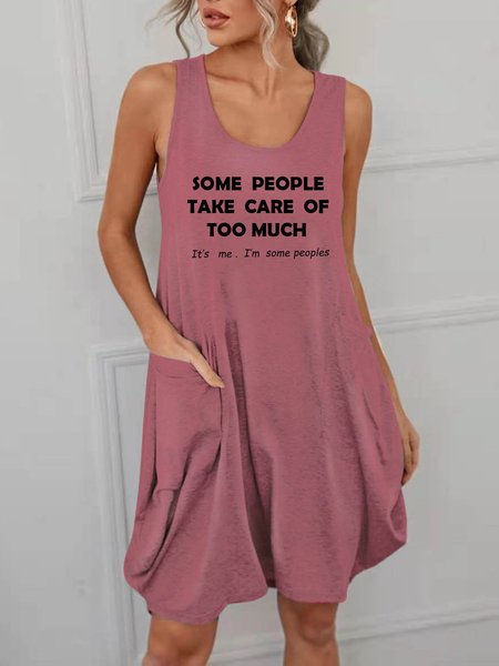 

Some People Take Of Too Much Sleeveless Cotton-Blend Dresses, Wine red, Casual Dress