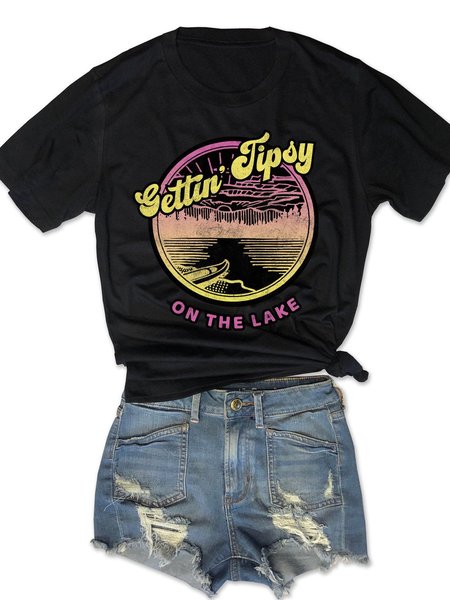 

Gettin Tipsy on the Lake Tee, Black, T-shirts
