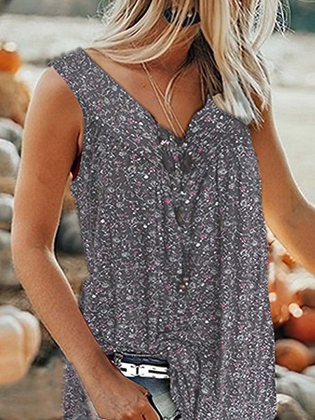 

v neck floral a-line shirts & tops, Deep gray, Tanks & Camis
