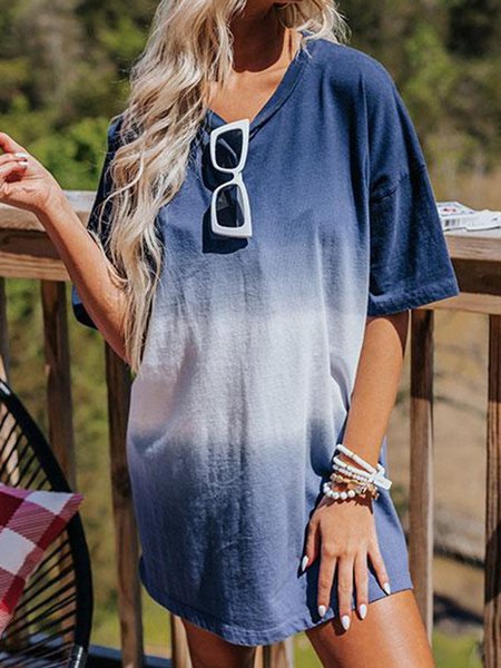 

Printed Cotton-Blend Short Sleeve Shirts & Tops, Blue, T-Shirts