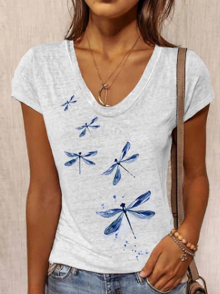 

Shift Short Sleeve Dragonfly Shirts & Tops, White, T-Shirts