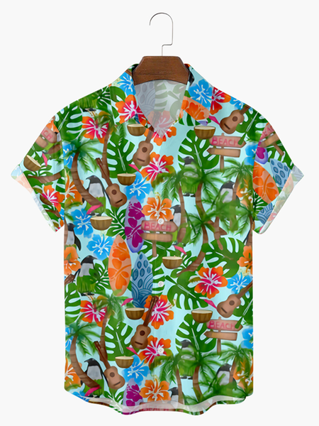 

Casual Coconut Tree Shirts & Tops, As picture, Men's Floral shirt