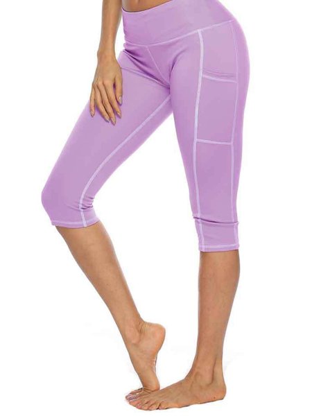 

Gli sport Solido Tasche taglia grande Casuale Leggings Pantaloni, Viola chiaro, Leggings