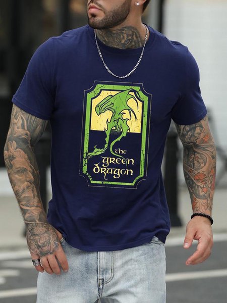 

Lord of the Rings Green Dragon Tavern Men's T-shirt, Deep blue, T-shirts