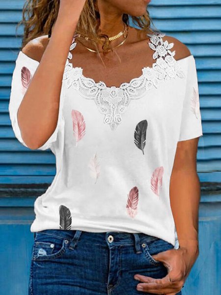

Maniche Corte Misto Cotone Camicie & Top, Bianco, Blouses & Shirts