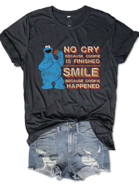 

Cookie No Cry Smile Tee, Black, T-shirts