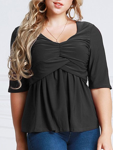 

V Neck A-Line Elegant Half Sleeve Shirts & Tops, 2xl, Shirts & Blouses