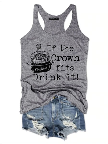 

If The Crown Fits Drink It Women Tank Top, Gray, Tank Tops