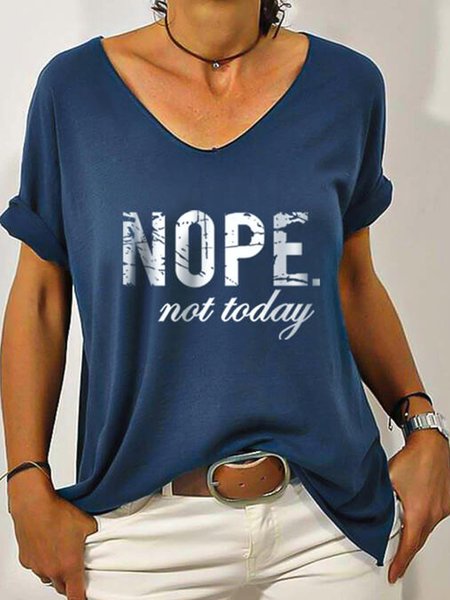 

Letter Casual Cotton-Blend T-shirt, Blue, T-Shirts