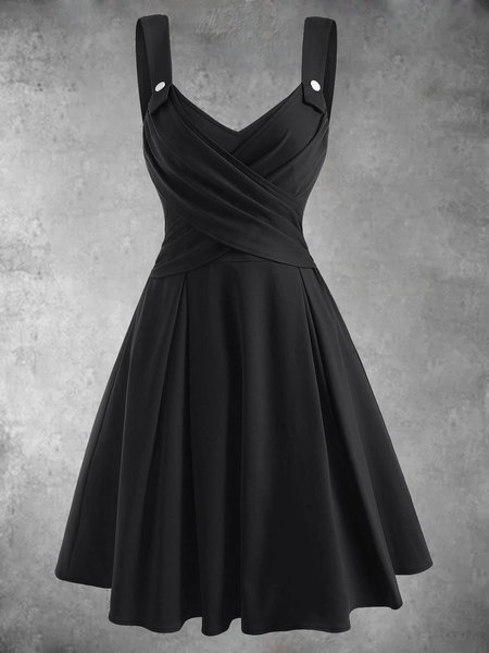

Casuale Senza Maniche Scollo a V Abito, Nero, Dresses