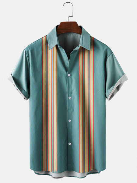 

Striped Shirt Collar Shirts & Tops, Blue, Men's Floral shirt