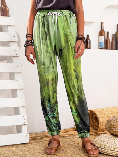 

Ombre/tie-Dye Casual Pants, Yellow, Pants