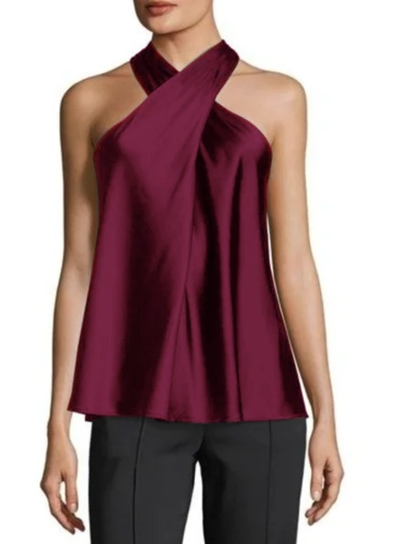 

Data Signora Scollo a V A-line Camicie & Top, Rosso, Blouses & Shirts