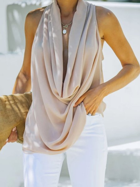 

Elegant Cowl Neck Shift Top, As picture, Tanks and Camis