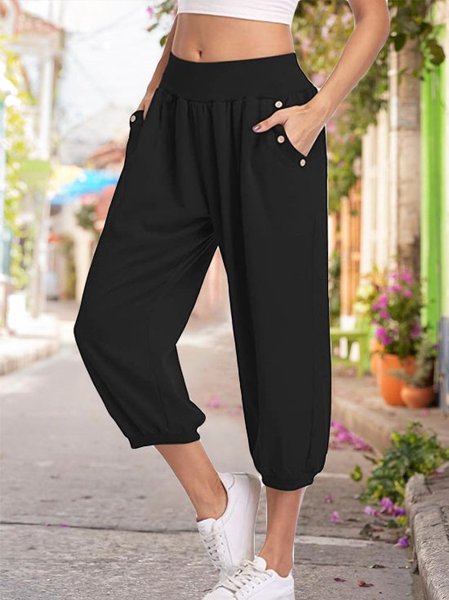 

Casual simple basic ladies sweatpants, Black, Pants