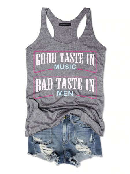 

Good Taste In Music Bad Taste In Men Women's Sleeveless Shirt, Grey, Tank Tops