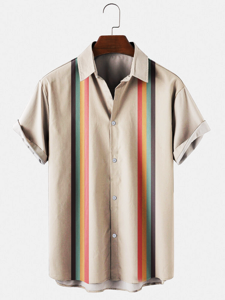 

Shirt Collar Striped Shirts & Tops, Khaki, Men's Floral shirt