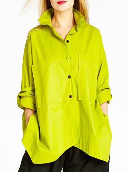 

Casual Long Sleeve Shift Top, Yellow green, Blouses and Shirts