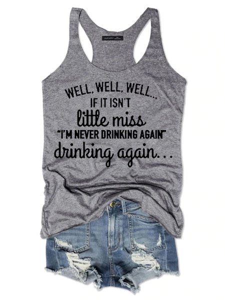 

Little Miss Never Drinking Again Women's Sleeveless Shirt, Grey, Tank Tops
