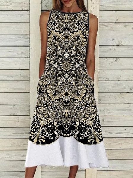 

Casual Geometric Printed Dresses, As picture, Boho dresses