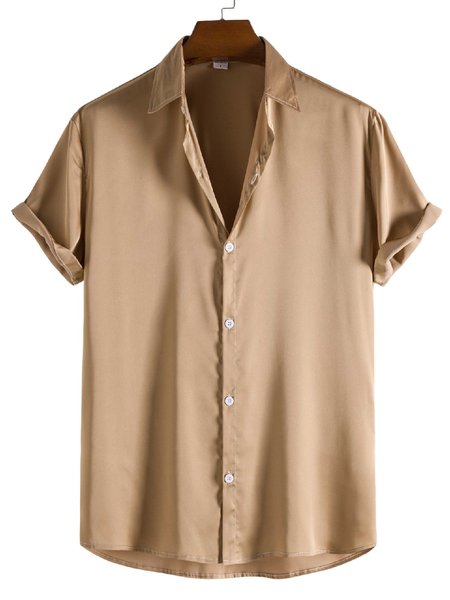 

Basic Cotton-Blend Shirts & Tops, Champagne, Men's Floral shirt