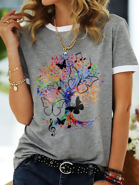 

Tree of Life Watercolor Graphic Tee, Gray, T-shirts