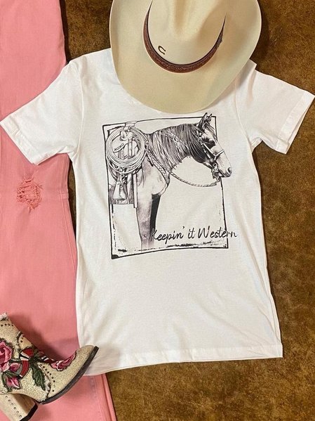 

Casual Short Sleeve Crew Neck Shirts & Tops, White, T-shirts
