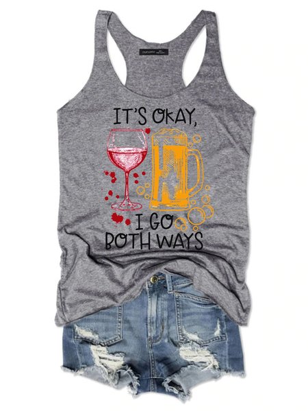 

It's Okay I Go Both Ways Women's Sleeveless Shirt, Grey, Tank Tops