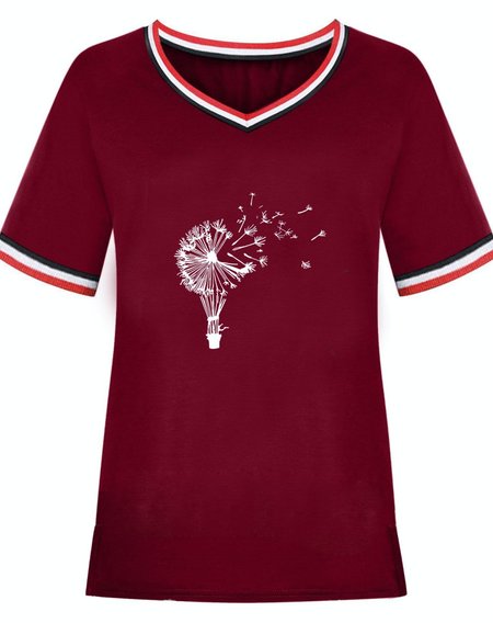 

dandelion short sleeve color-block shirts & tops, Wine red, T-Shirts