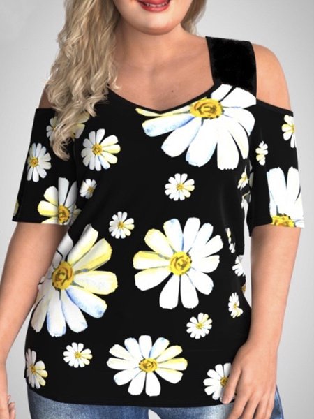 

Crew Neck Short Sleeve Casual Shirts & Tops, Black, T-Shirts