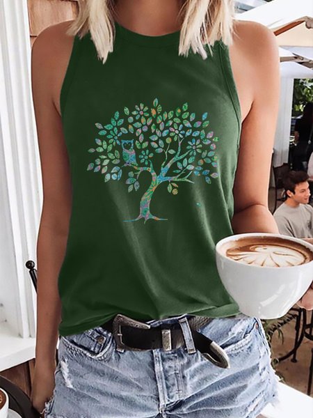 

Women's Tree of Joy Graphic Tank Top, Dark green, Tank Tops