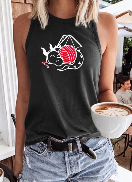 

Yarn Dragon Tank Top, Black, Tank Tops