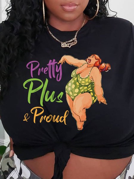 

Plus Size Pretty Plus & Proud Women's Cotton Shirts & Tops, Black, Plus Size T-shirts