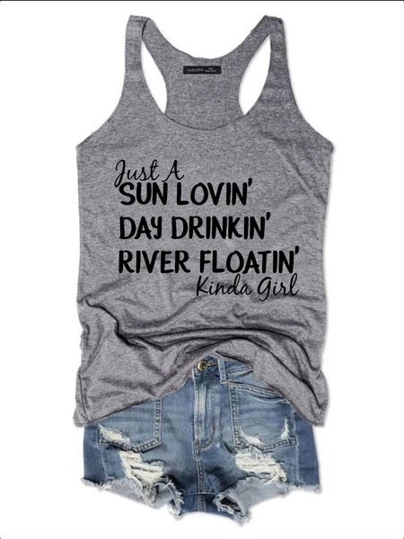 

Sun Lovin Day Drinkin River Floatin Women Tank Top, Gray, Tank Tops