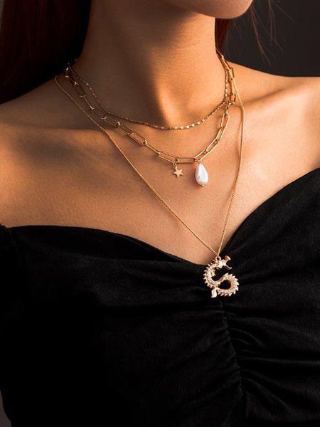 

Dragon Pearl Multi-layer Necklaces, Golden, Necklaces