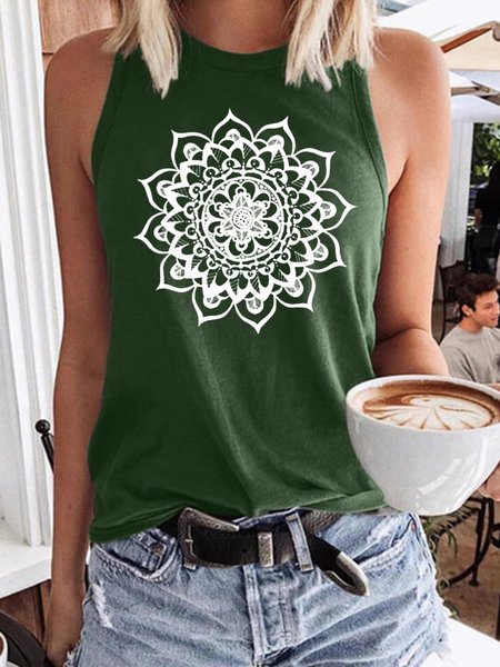 

Mandala Lotus Women's Sleeveless Shirt, Dark green, Tank Tops