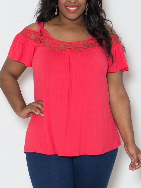 

shift short sleeve paneled shirts & tops, Watermelon red, T-Shirts