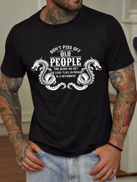 

Dragon DON'T PISS OFF OLD PEOPLE Men's T-shirt, Black, T-shirts