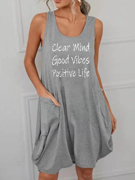 

Clear Mind Good Vibes Positive Life Women Dress, Light gray, Casual Dress
