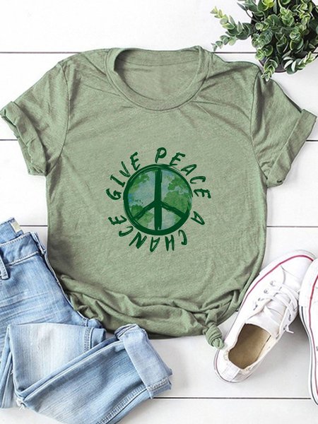 

Short Sleeve Casual Cotton-Blend Shirts & Tops, Army green, T-shirts