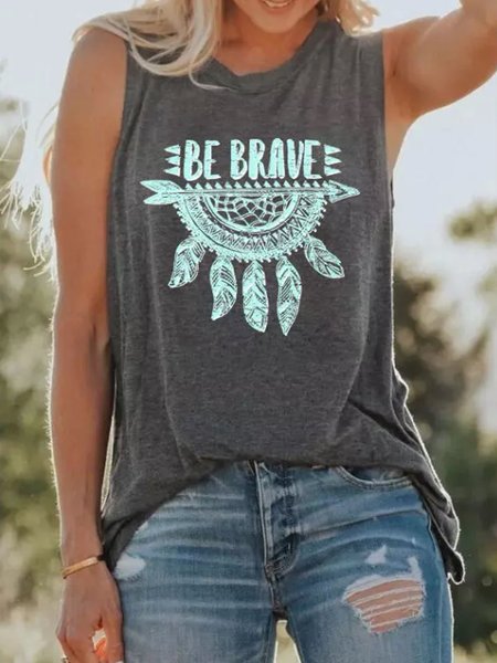 

Be Breave Feather Arrow Women Tank Top, Gray, Tank Tops