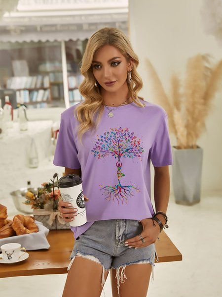 

Yoga Tree Watercolor Graphic Tee, Purple, T-shirts