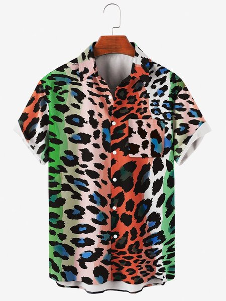 

Printed Ombre Holiday Shirts & Tops, As picture, Men's Floral shirt
