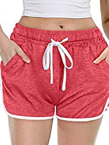 

Casual Shift Color-Block Pants, Pink, Shorts