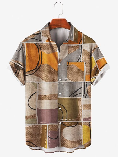 

Shirt Collar Printed Vintage Shirts & Tops, As picture, Men's Floral shirt