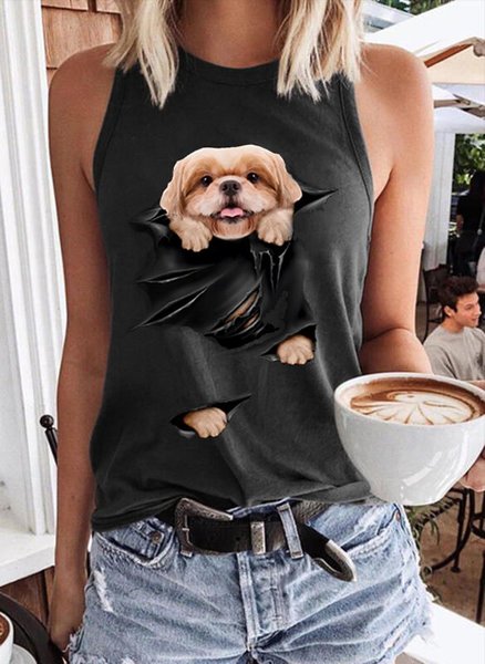 

3D Dog WomenTank Top, Black, Tank Tops