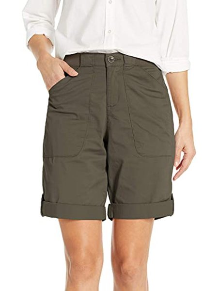 

Women's Simple Plain Bermuda Short, Army green, Pants