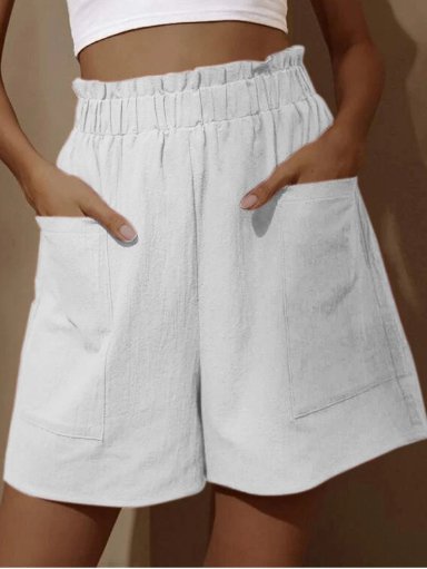 

Shift Cotton Solid Pants, White, Shorts