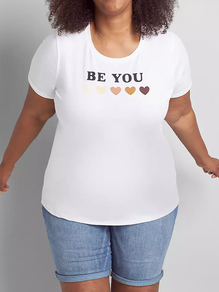 

Be You Plus Size Crew Neck Tee, White, Plus Size T-shirts