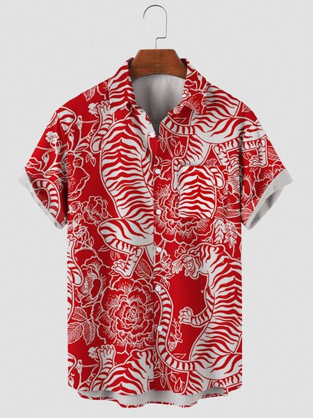 

Shirt Collar Shirts & Tops, Red, Men's Floral shirt